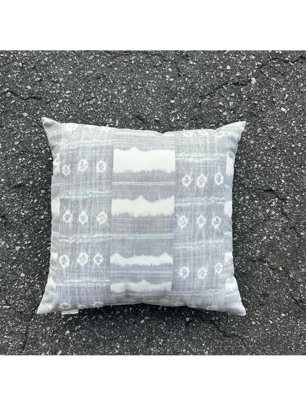 Pottery Barn Zuma Stripe Indoor/Outdoor Throw Pillow in Grey | 22” x 22”